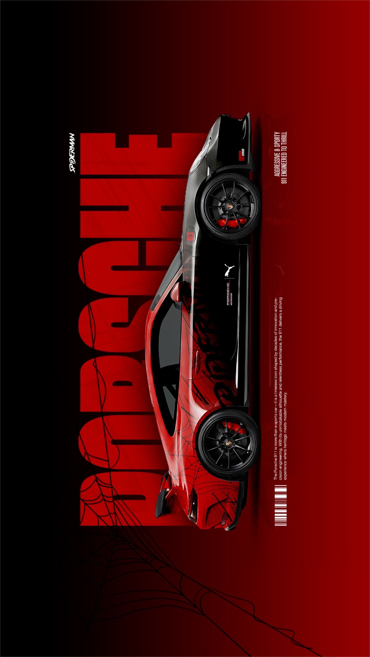 Porsche 911 Spiderman Edition Automotive Art Poster⁠