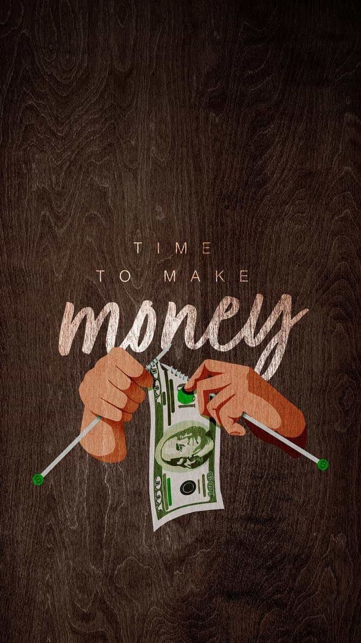 Time To Make Money - Knitting Dollar Bill Concept Poster
