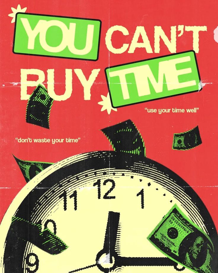You Can't Buy Time - Retro Pop Art Clock Poster