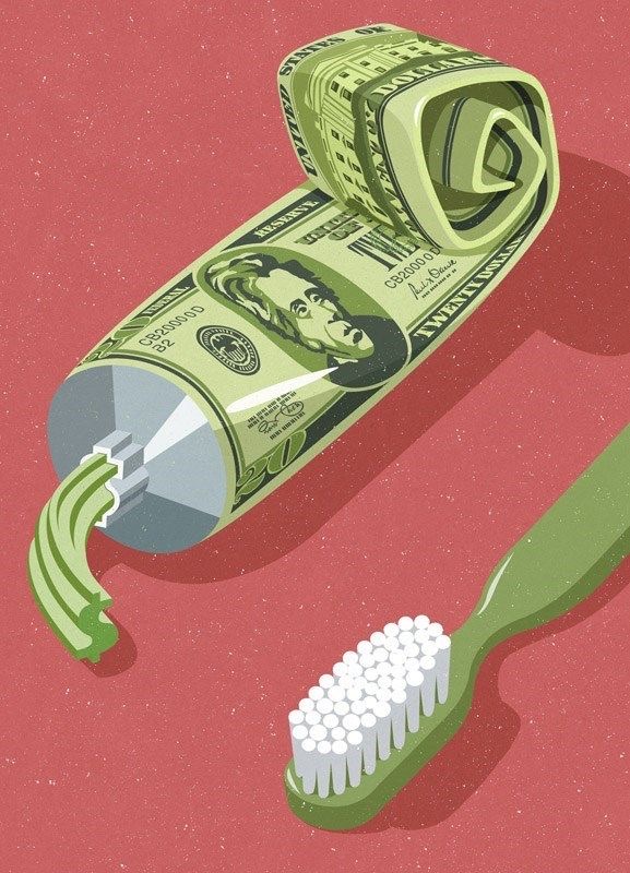 Squeeze The Wealth - Money Toothpaste Surreal Art Poster⁠