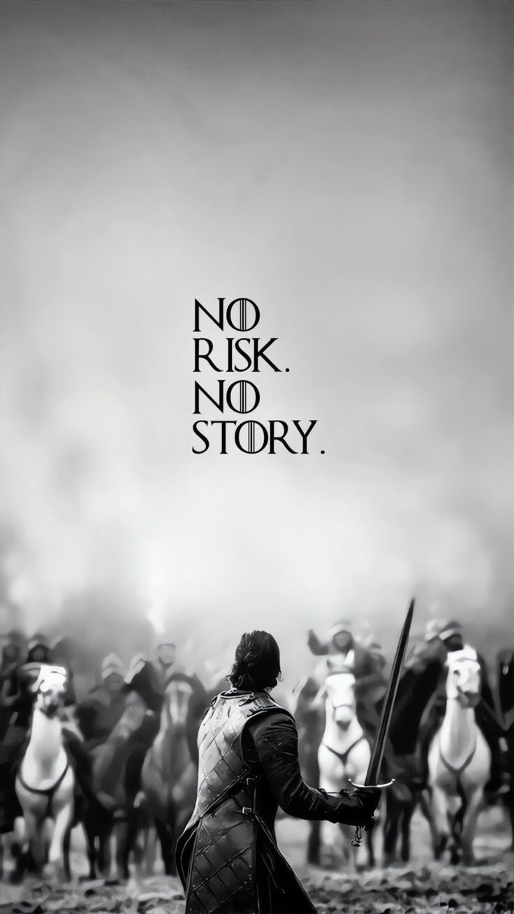 No Risk No Story - Warrior Silhouette Typography Poster⁠